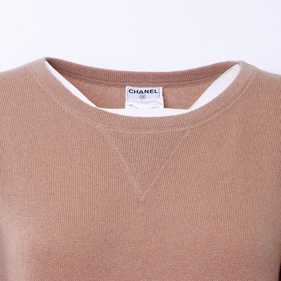 Authentic CHANEL Cashmere Knit Sweater Jumper Pullover Brown 38 - Picture 4 of 10
